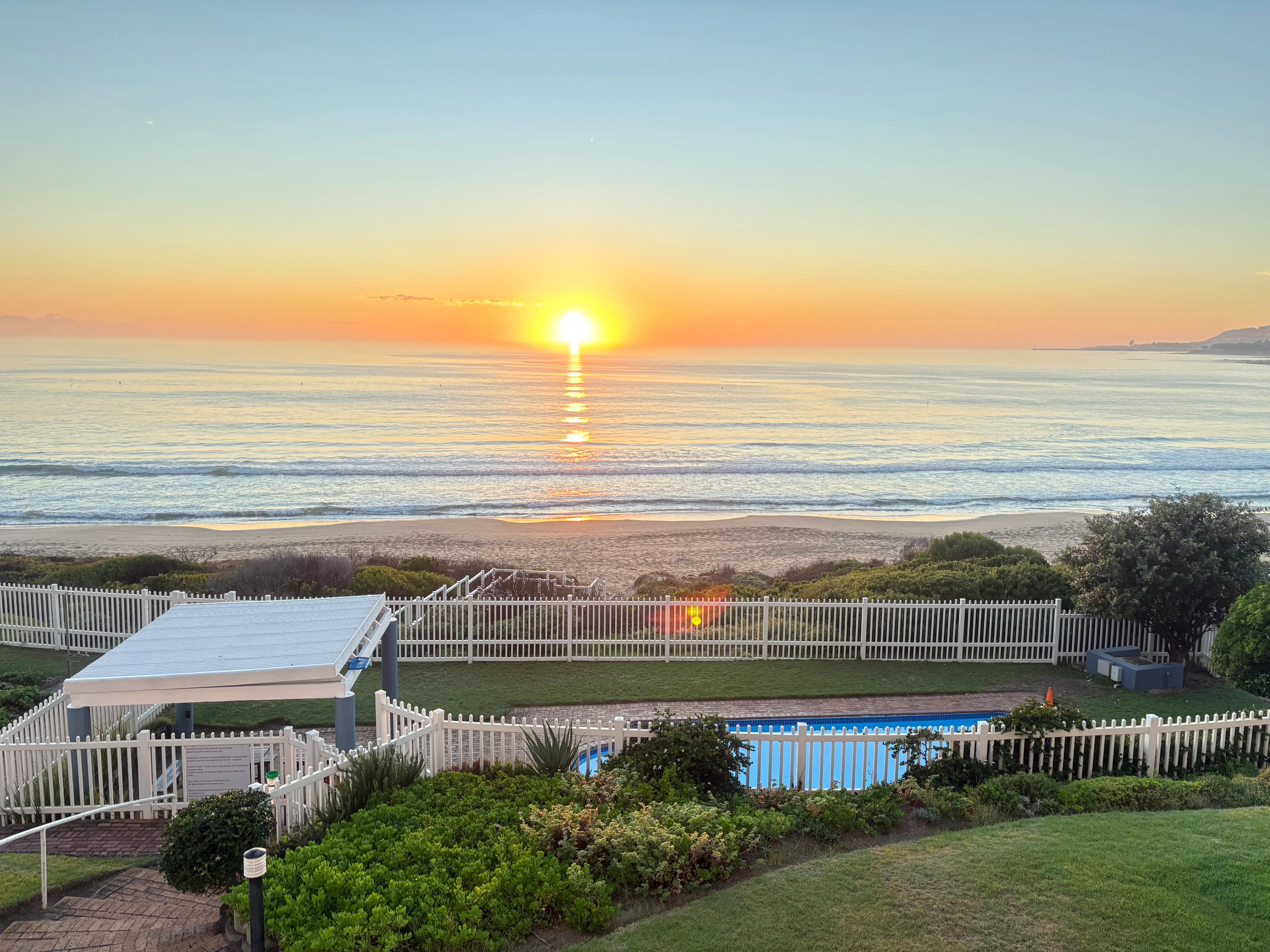 Balcony view with swimming pool